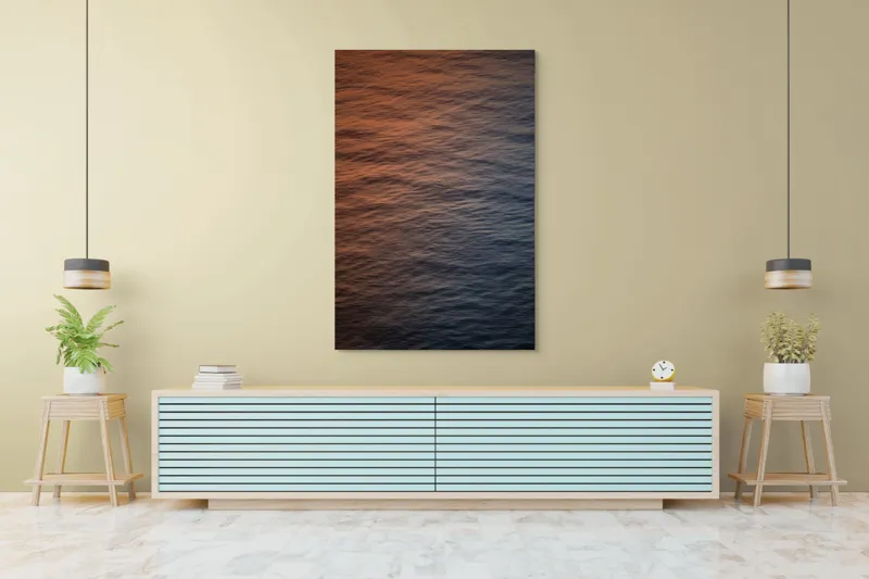 Tablou Canvas, "Apus oglindit pe valuri liniștite", Apus, Calm, Oglindire, Valuri, Cercul, Reflecție, Armonie, Liniște, Apă, Serenitate, 100 x 150 cm – poza 4