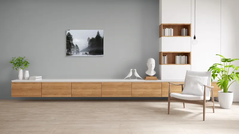 Tablou Canvas, "Peisaj de iarnă cu ceață misterioasă", Nor, Brazi, Iarnă, Ceață, Peisaj, Pădure, Munți, Cer, Liniște, Răcoare, 100 x 70 cm – poza 6