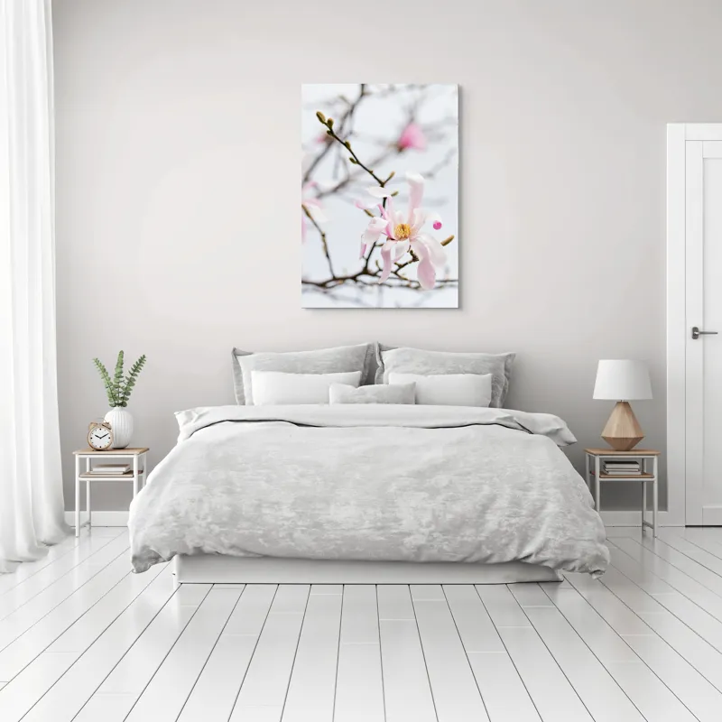 Tablou Canvas, "Magnolie delicată înflorită primăvara", Floare, Frumusețe, Delicatețe, Primăvară, Natură, Petale, Culoare, Eleganță, 70 x 100 cm – poza 3