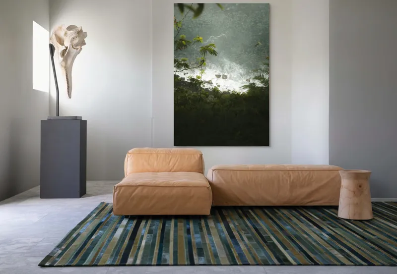 Tablou Canvas, "Priveliște de pe stânca înaltă", Frunziș, Stânci, Valuri, Apă, Verde, Spumă, Margină, Natură, 100 x 150 cm – poza 7