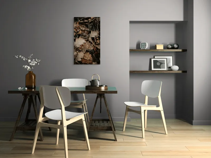Tablou Canvas, "Frunzele toamnei pe pământ rece", Frunze, Toamnă, Textură, Natură, Uscate, 50 x 90 cm – poza 4