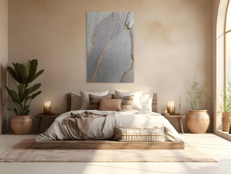 Tablou Canvas, "Bucăți de scoarță pe copac alb", Piele, Textură, Natural, Model, Organic, Suprafață, Arbor., 100 x 150 cm – poza 3