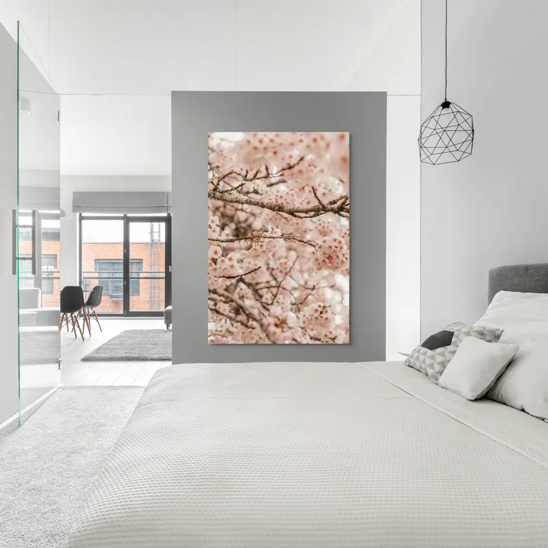 Tablou Canvas, "Floarea cireșului sub cerul primăverii", Flori, Cireș, Roz, Primăvară, Crengi, Natură, Delicat, Înfloresc, 100 x 150 cm – poza 5