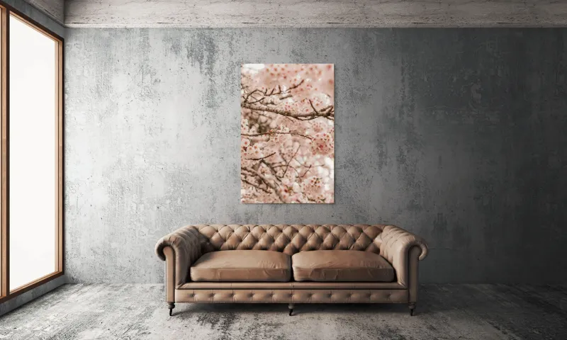 Tablou Canvas, "Floarea cireșului sub cerul primăverii", Flori, Cireș, Roz, Primăvară, Crengi, Natură, Delicat, Înfloresc, 100 x 150 cm – poza 6