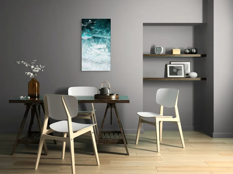 Tablou Canvas, "Valurile mării în dans turcoaz", Valuri, Spumă, Azuriu, Turcoaz, Învolburare, Ocean, Energie, Natură, 50 x 90 cm – poza 4