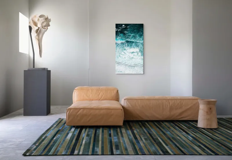 Tablou Canvas, "Valurile mării în dans turcoaz", Valuri, Spumă, Azuriu, Turcoaz, Învolburare, Ocean, Energie, Natură, 50 x 90 cm – poza 5