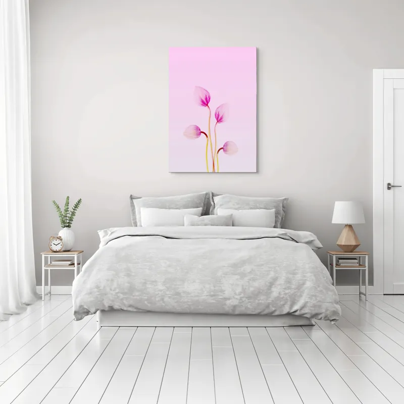 Tablou Canvas, "Corole roz spre lumina dimineții", Floare, Grație, Delicatețe, Pastel, Subtilitate, Artă, Natură, Simplitate, 70 x 100 cm – poza 3