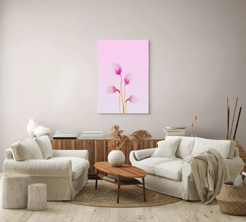 Tablou Canvas, "Corole roz spre lumina dimineții", Floare, Grație, Delicatețe, Pastel, Subtilitate, Artă, Natură, Simplitate, 70 x 100 cm – poza 4