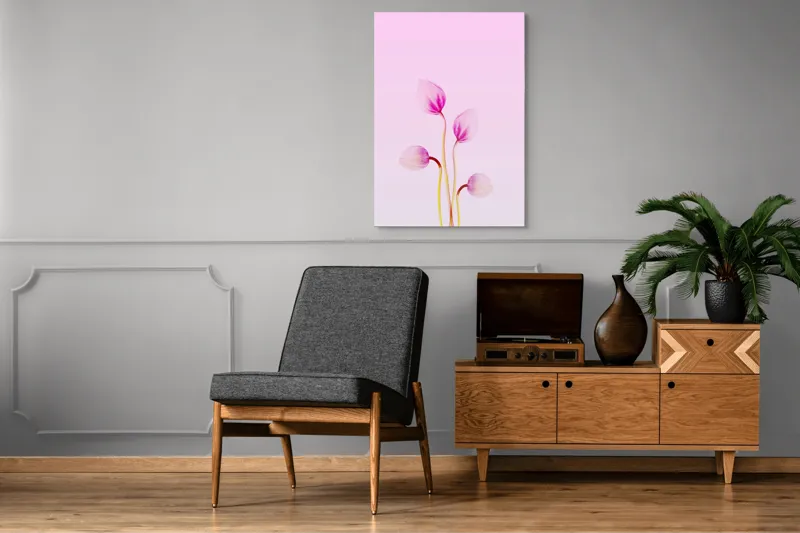 Tablou Canvas, "Corole roz spre lumina dimineții", Floare, Grație, Delicatețe, Pastel, Subtilitate, Artă, Natură, Simplitate, 70 x 100 cm – poza 6