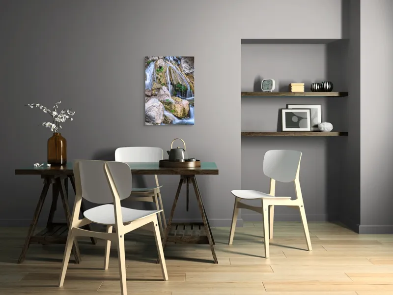 Tablou Canvas, "Cascada peste stânci și mușchi verde", Cascade, Piatre, Apa, Vegetație, Natură, Flux, Seninătate, Răcoros, Pitoresc, Întinerire, 50 x 70 cm – poza 5