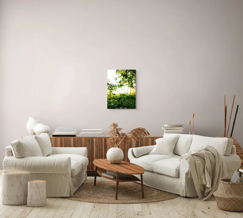 Tablou Canvas, "Flori albe în lumină de vară", Flori, Soare, Natură, Verdeață, Luminozitate, Delicatețe, Încântare, Frumusețe, 39 x 54 cm – poza 5