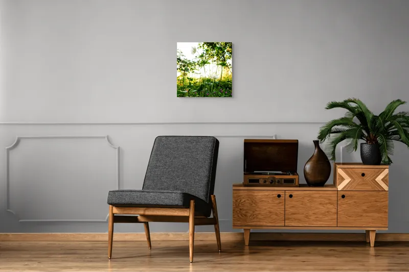 Tablou Canvas, "Flori albe în lumină de vară", Flori, Soare, Natură, Verdeață, Luminozitate, Delicatețe, Încântare, Frumusețe, 50 x 50 cm – poza 6