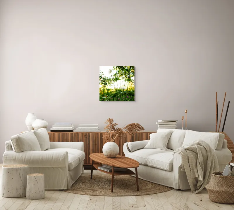 Tablou Canvas, "Flori albe în lumină de vară", Flori, Soare, Natură, Verdeață, Luminozitate, Delicatețe, Încântare, Frumusețe, 50 x 50 cm – poza 7