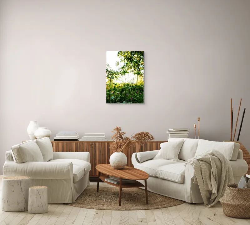 Tablou Canvas, "Flori albe în lumină de vară", Flori, Soare, Natură, Verdeață, Luminozitate, Delicatețe, Încântare, Frumusețe, 50 x 70 cm – poza 4