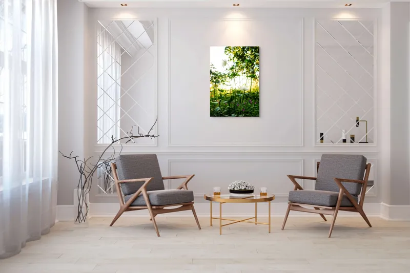 Tablou Canvas, "Flori albe în lumină de vară", Flori, Soare, Natură, Verdeață, Luminozitate, Delicatețe, Încântare, Frumusețe, 70 x 100 cm – poza 8