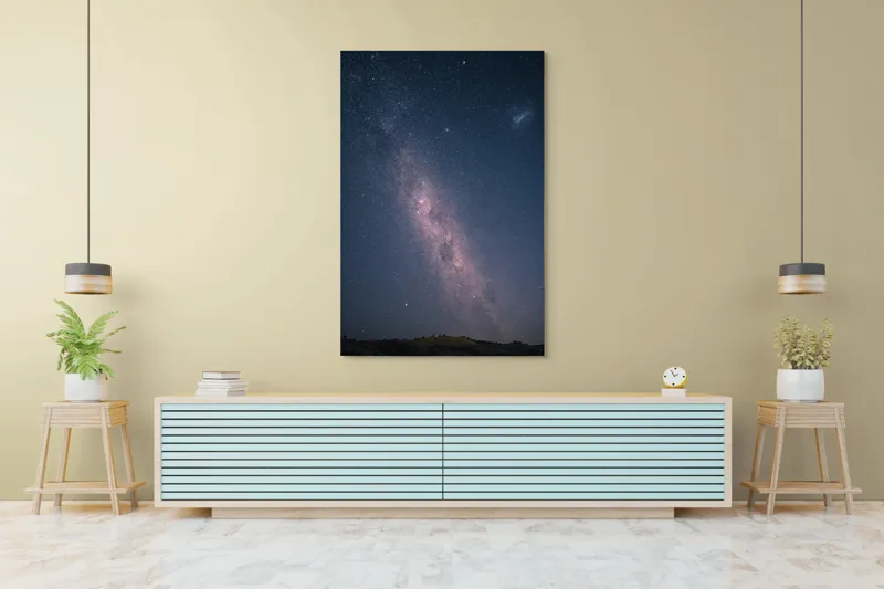 Tablou Canvas, "Calea Lactee pe cerul nopții", Stele, Galaxie, Cer, Noapte, Univers, Strălucire, Mister, Infinit, Lumină, Constelații, 100 x 150 cm – poza 4