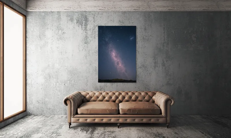 Tablou Canvas, "Calea Lactee pe cerul nopții", Stele, Galaxie, Cer, Noapte, Univers, Strălucire, Mister, Infinit, Lumină, Constelații, 100 x 150 cm – poza 6