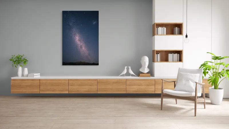 Tablou Canvas, "Calea Lactee pe cerul nopții", Stele, Galaxie, Cer, Noapte, Univers, Strălucire, Mister, Infinit, Lumină, Constelații, 100 x 150 cm – poza 8