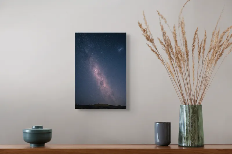 Tablou Canvas, "Calea Lactee pe cerul nopții", Stele, Galaxie, Cer, Noapte, Univers, Strălucire, Mister, Infinit, Lumină, Constelații, 26 x 39 cm – poza 5