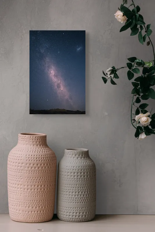 Tablou Canvas, "Calea Lactee pe cerul nopții", Stele, Galaxie, Cer, Noapte, Univers, Strălucire, Mister, Infinit, Lumină, Constelații, 26 x 39 cm – poza 6
