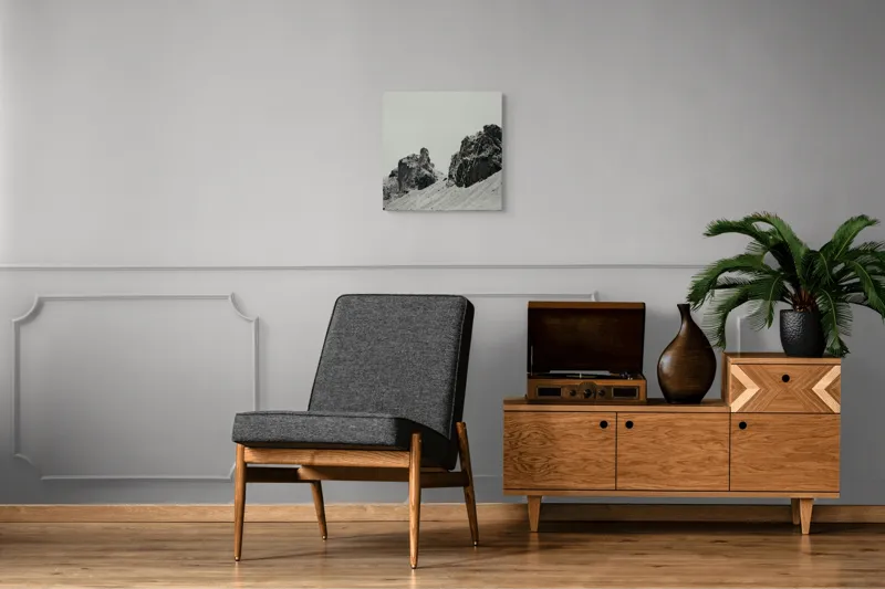 Tablou Canvas, "Turmă de cai în peisaj montan înghețat", Cai, Munți, Zăpadă, Cer, Pășune, Stânci, Iarnă, Natură, Peisaj, Liniște, 50 x 50 cm – poza 6