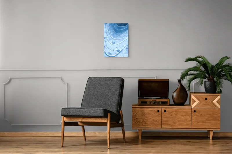 Tablou Canvas, "Straturi translucide de gheață albastră", Straturi, Texturi, Albastru, Gheață, Organic, Linii, Abstracție, Frig, Strălucire, Unde, 39 x 54 cm – poza 8