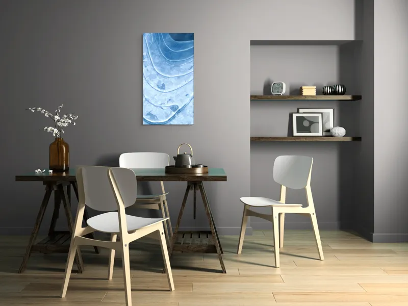 Tablou Canvas, "Straturi translucide de gheață albastră", Straturi, Texturi, Albastru, Gheață, Organic, Linii, Abstracție, Frig, Strălucire, Unde, 50 x 90 cm – poza 4
