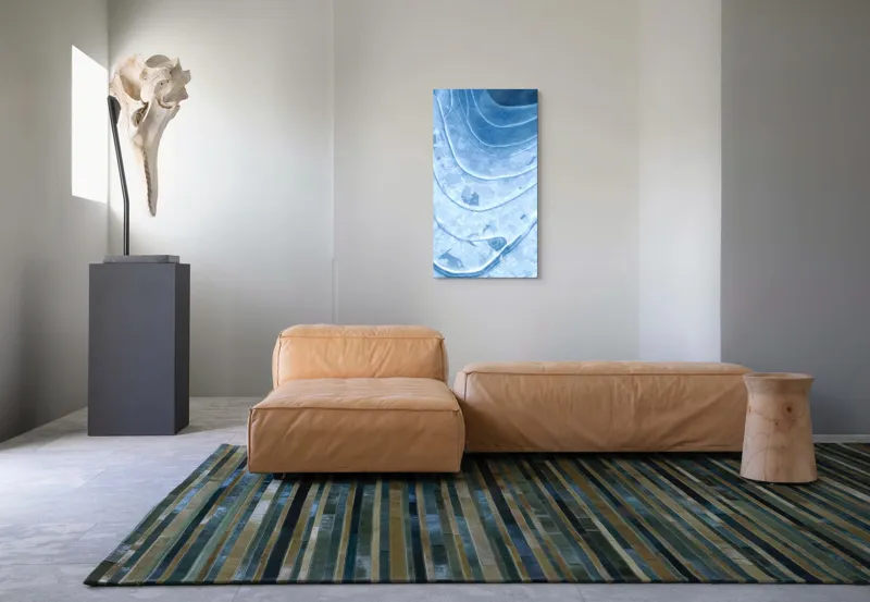Tablou Canvas, "Straturi translucide de gheață albastră", Straturi, Texturi, Albastru, Gheață, Organic, Linii, Abstracție, Frig, Strălucire, Unde, 50 x 90 cm – poza 5