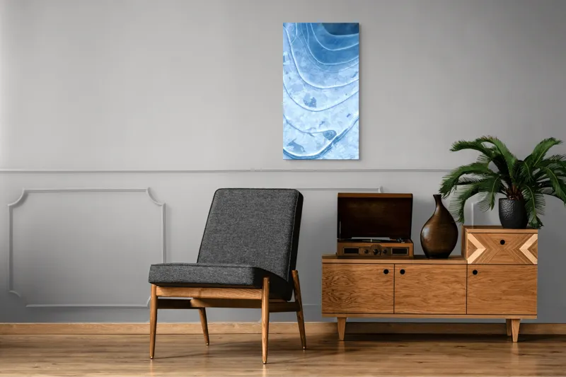 Tablou Canvas, "Straturi translucide de gheață albastră", Straturi, Texturi, Albastru, Gheață, Organic, Linii, Abstracție, Frig, Strălucire, Unde, 50 x 90 cm – poza 8