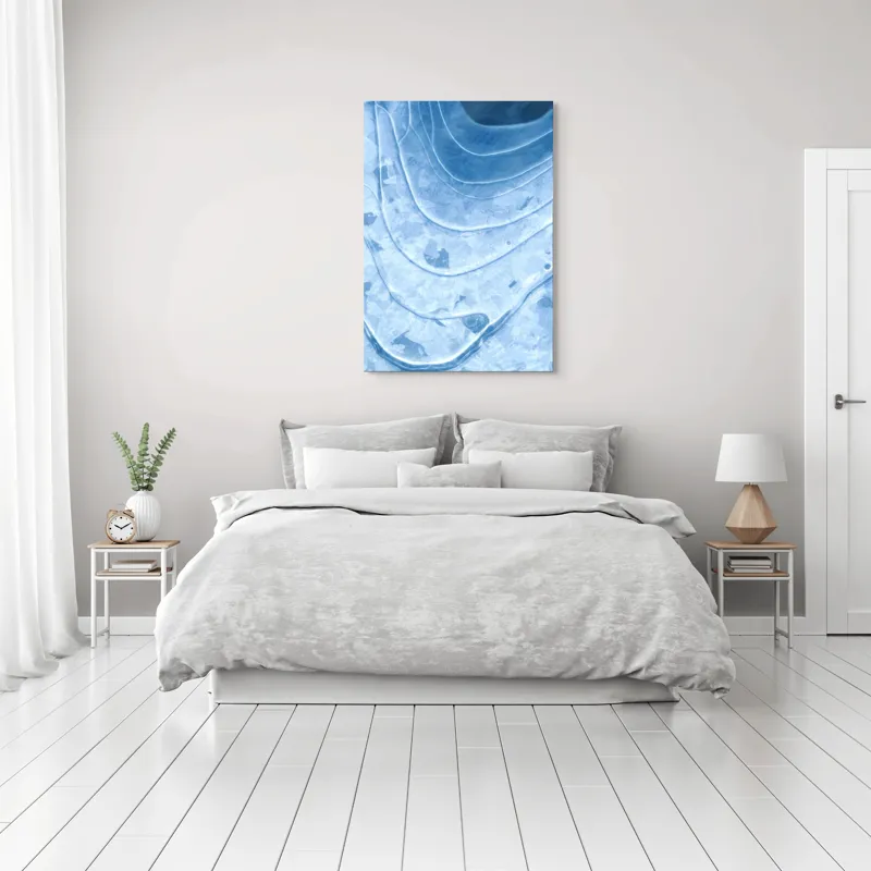 Tablou Canvas, "Straturi translucide de gheață albastră", Straturi, Texturi, Albastru, Gheață, Organic, Linii, Abstracție, Frig, Strălucire, Unde, 70 x 100 cm – poza 3