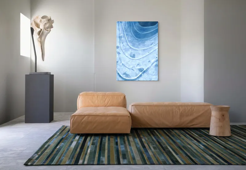 Tablou Canvas, "Straturi translucide de gheață albastră", Straturi, Texturi, Albastru, Gheață, Organic, Linii, Abstracție, Frig, Strălucire, Unde, 70 x 100 cm – poza 7