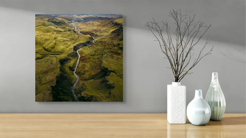 Tablou Canvas Peisaj Râu Natură Verde Pitoresc, 50 x 50 cm – poza 3