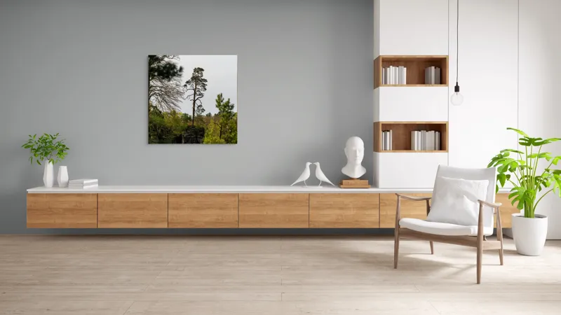 Tablou Canvas, "Arbore singuratic pe stânca abruptă", Arbore, Stâncă, Verdeață, Cer, Singurătate, Natură, Primăvară, 100 x 100 cm – poza 8