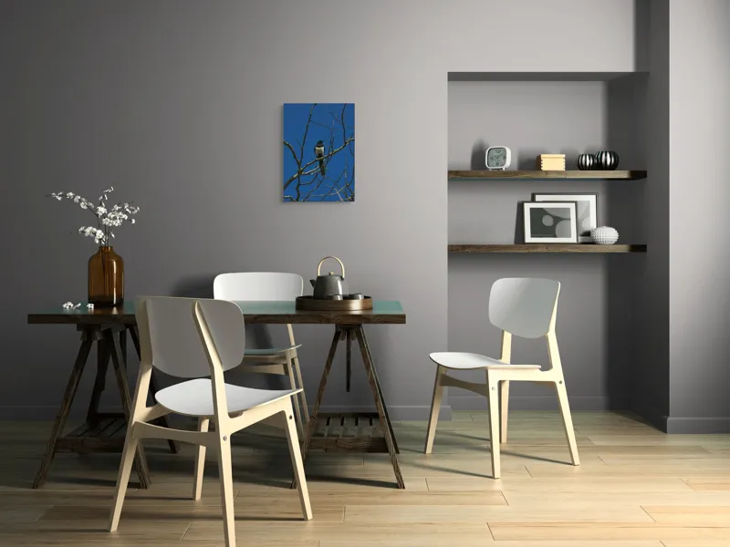 Tablou Canvas, "Coțofana între crengi uscate", Pasăre, Creangă, Cer, Albastru, Ramuri, Natură, Zbor, Aripi, Solitudine, Observație, 39 x 54 cm – poza 7