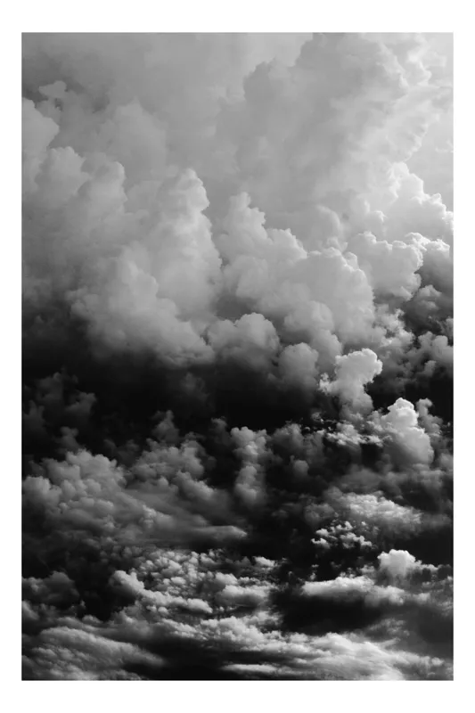 Tablou Canvas, "Dansul norilor în alb-negru", Nori, Umbre, Texturi, Cer, Vortex, Dramatic, Învolburare, Mister, Contrast, Monocrom, 70 x 100 cm