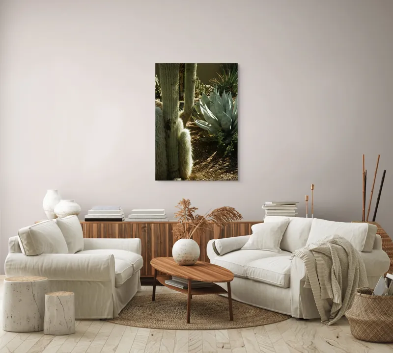Tablou Canvas, "Cactuși și agave în deșertul arid", Cactus, Agave, Soare, Umbre, Texturi, Desert, Verde, Natural, Peisaj, Arid, 70 x 100 cm – poza 4
