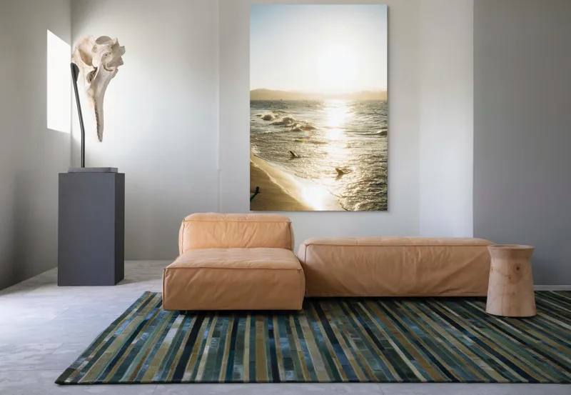 Tablou Canvas, "Soarele strălucește pe valurile mării", Apus, Valuri, Nisip, Soare, Reflecție, Horizon, Relaxare, Natură, 100 x 150 cm – poza 7