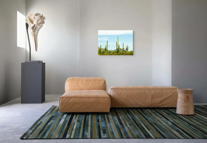 Tablou Canvas, "Cactușii în lumina soarelui deșertic", Cactuși, Deșert, Cer, Vegetație, Munți, 70 x 50 cm – poza 8