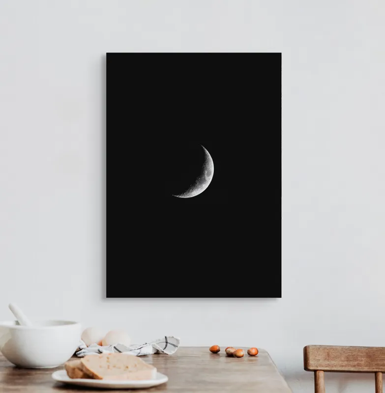 Tablou Canvas, "Luna strălucind în noaptea liniștită", Mister, Lumină, Liniște, Singurătate, Cer, Noapte, Frumusețe, Natural, Seninătate, Taină, 50 x 70 cm – poza 3
