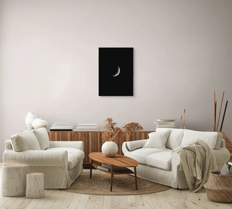 Tablou Canvas, "Luna strălucind în noaptea liniștită", Mister, Lumină, Liniște, Singurătate, Cer, Noapte, Frumusețe, Natural, Seninătate, Taină, 50 x 70 cm – poza 4
