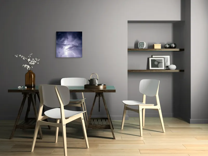 Tablou Canvas, "Furtună electrică în noapte învolburată", Fulgere, Nori, Lumina, Tensiune, Cer, Intunecat, Electrizare, 50 x 50 cm – poza 8