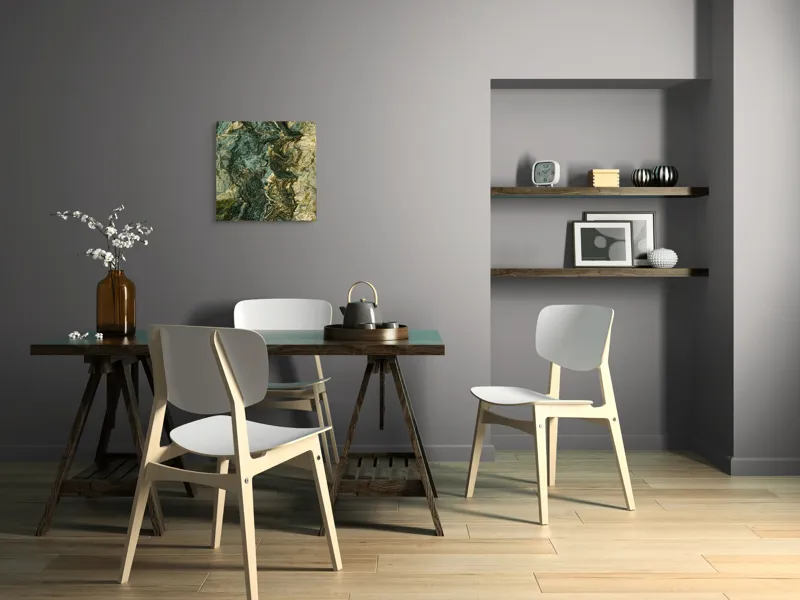 Tablou Canvas, "Texturi și Vibrații Naturale Abstracțiuni", Pietre, Texturi, Valuri, Contrast, Auriu, Verde, Abstract, Natură, Suprafețe, Mișcare, 50 x 50 cm – poza 8