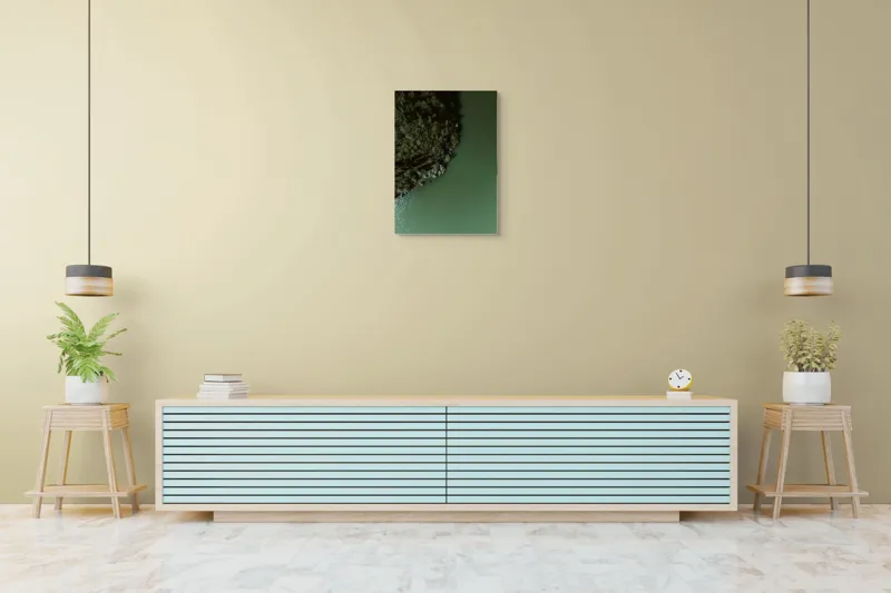Tablou Canvas, "Întâlnirea dintre pădure și apă verde", Plante, Stâncă, Apă, Verde, Natură, 50 x 70 cm – poza 6