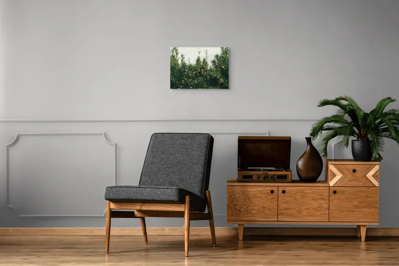 Tablou Canvas, "Mugurii misteriosi ai naturii veșnic verzi", Verde, Crenguțe, Muguri, Natural, Vegetație, Densitate, Aproape, 54 x 39 cm – poza 7