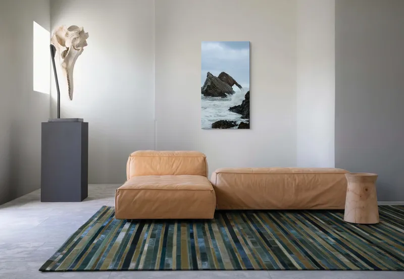 Tablou Canvas, "Arcul stâncos din valurile învolburate", Piatră, Valuri, Ocean, Cer, Insule, Păsări, Nor, Stânci, Spumă, Natură, 50 x 90 cm – poza 5