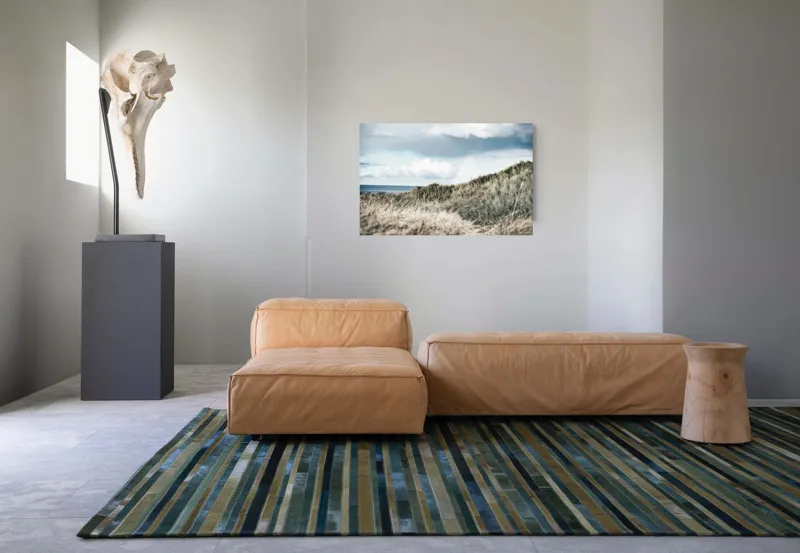 Tablou Canvas, "Curcubeu peste dune de nisip", Iarbă, Dune, Cer, Nori, Ocean, Peisaj, Natură, Melancolie, Vânt, Verdeață, 90 x 50 cm – poza 8