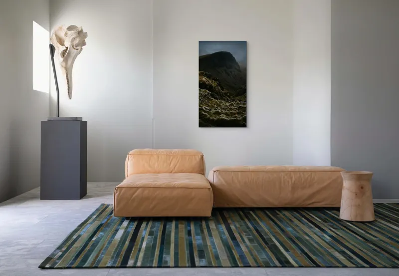 Tablou Canvas, "Misterul crestelor montane întunecate", Munți, Întunecat, Misterios, Vânt, Solitudine, Vegetație, Stânci, Înalt, Melancolie, Natură., 50 x 90 cm – poza 5