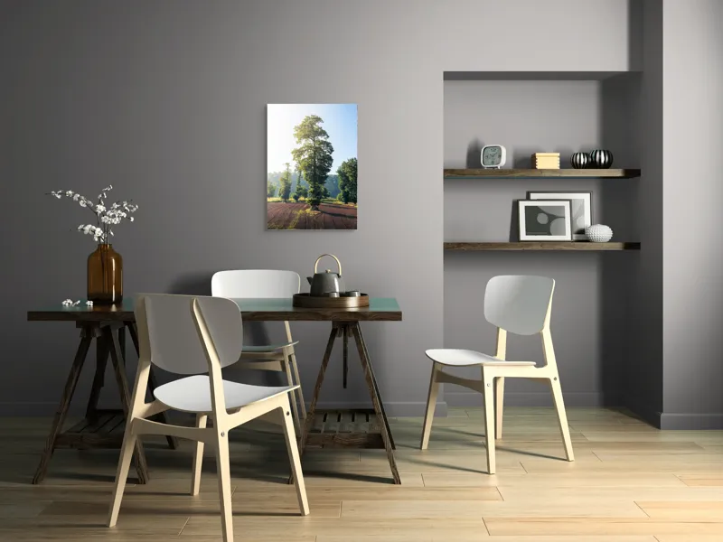 Tablou Canvas, "Armonia naturii sub cer senin", Arbore, Soare, Câmp, Verdeață, Cer, Răsărit, Pământ, Natură, Peisaj, Liniște, 50 x 70 cm – poza 5