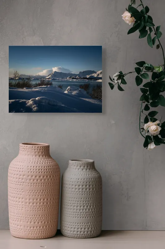 Tablou Canvas, "Splendoarea înghețată a fiordurilor nordice", Alb, Calm, Frig, Natură, Peisaj, Seninătate, Zăpadă, 54 x 39 cm – poza 8
