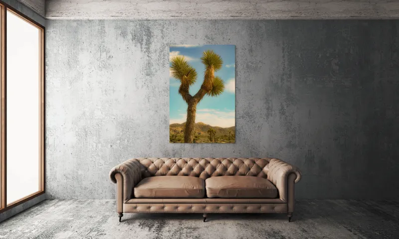 Tablou Canvas, "Arborele singuratic în deșertul arid", Pustiu, Deșert, Arbore, Cer, Nori, Peisaj, Natură, Sălbăticie, Soare, Verde, Frunze, Pământ, Orizont, Sprezierații., 100 x 150 cm – poza 6